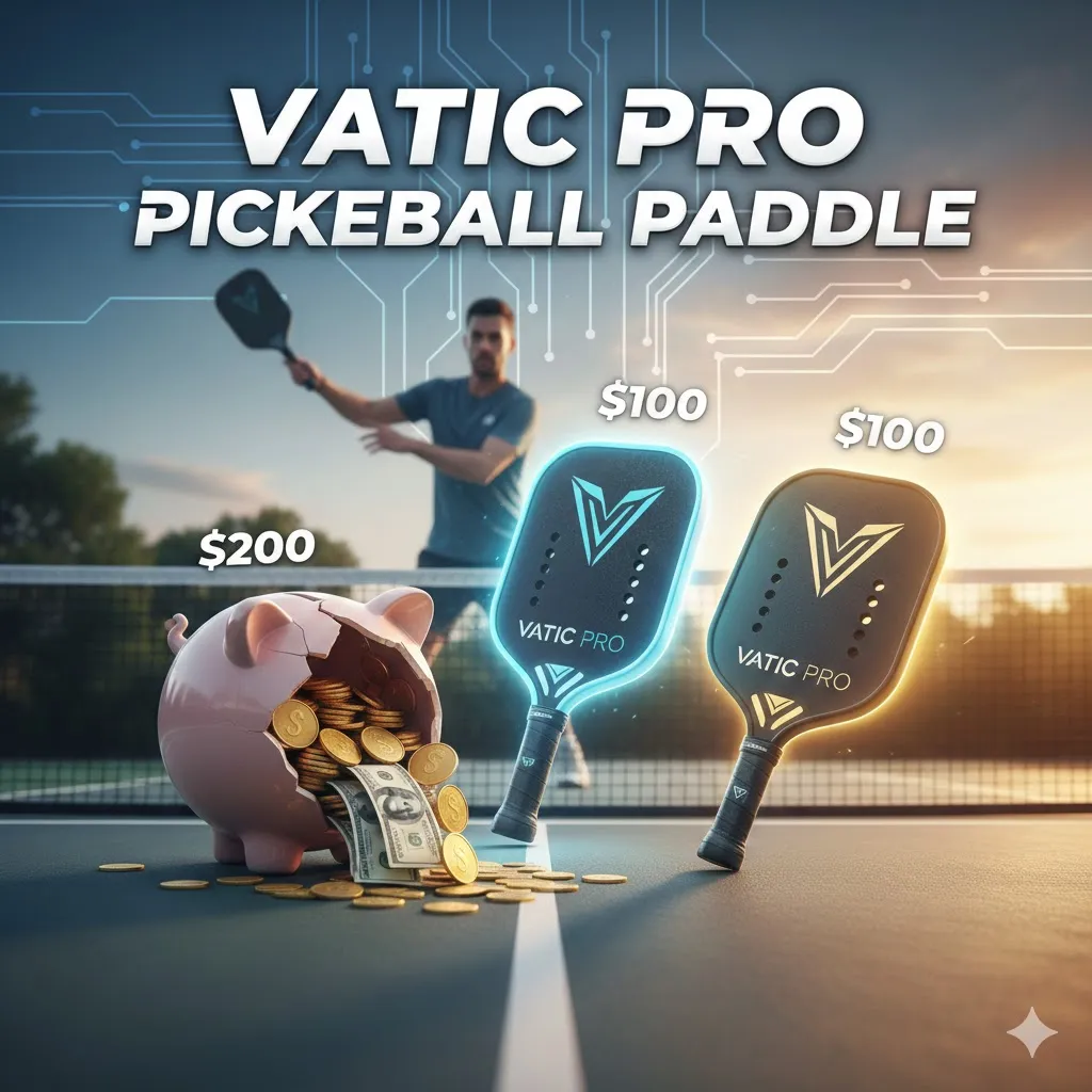 Vatic Pro pickleball paddle comparison showing elite performance at half the price of premium $200 competitors.