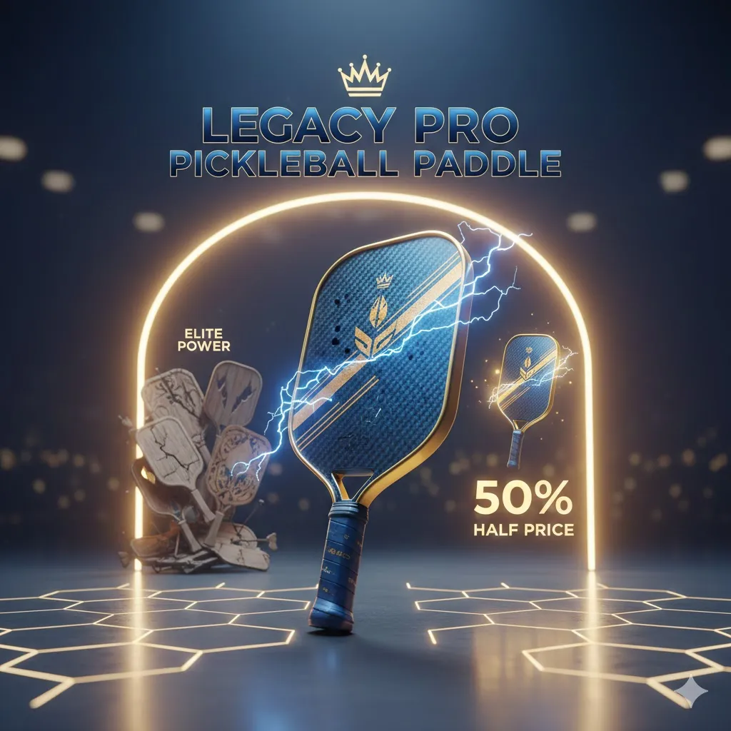 High-performance Legacy Pro pickleball paddle featuring carbon fiber face and elite power technology at a competitive half-price value.