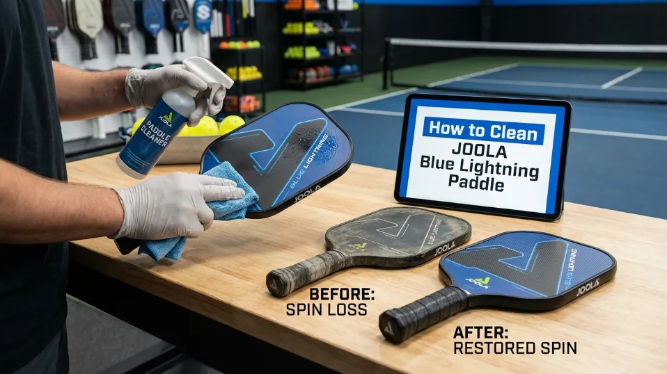 Stop losing spin! Learn how to clean JOOLA Blue Lightning paddle surfaces to restore 'out-of-the-box' grit in minutes. Protect your gear and play like a pro!