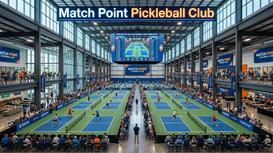 Discover the world's largest indoor facility! Match Point Pickleball Club features 38 cushioned courts, AI tech, and pro-coaching. Join the elite today!