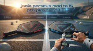 Thinking of buying the JOOLA Perseus MOD TA 15 Pro Player Edition pickleball paddle? Read our 14mm vs 16mm breakdown, spin metrics, & refresh program info!